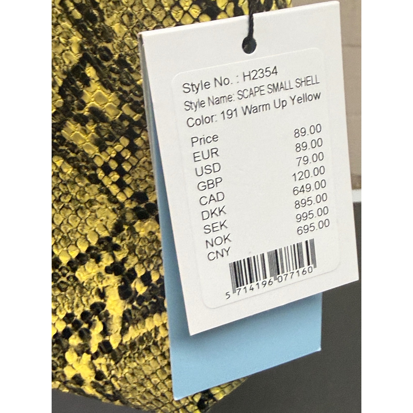 Hvisk Scape Small Shell Yellow Snakeskin Vegan Leather Shoulder Bag H2354 Nwt — image 4 of 8